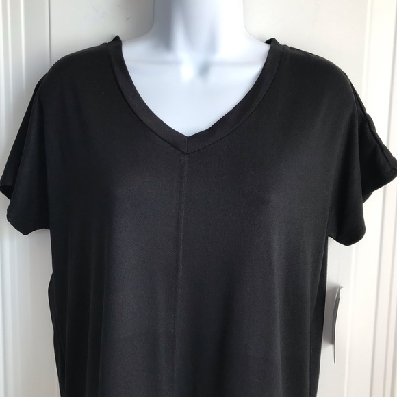 Cuddl Duds Brand solid black v-neck ss soft & stretchy tee top in size XS NWT - Picture 4 of 13